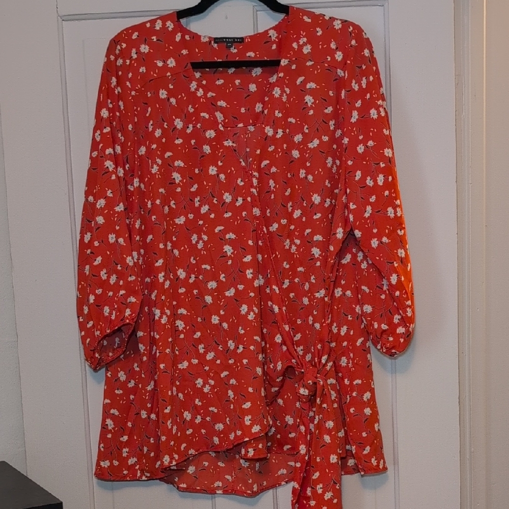 West Kei Red Floral Blouse
